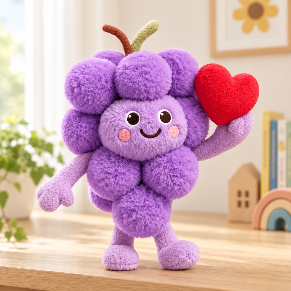 PLUSHIP Grape Plush Toy with a Heart - product view 02