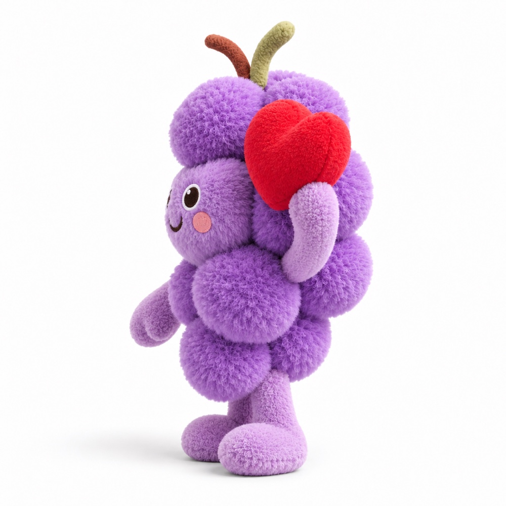 PLUSHIP Grape Plush Toy with a Heart - product view 03