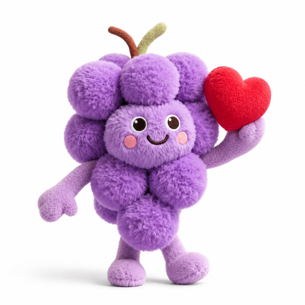 PLUSHIP Grape Plush Toy with a Heart - product view 05