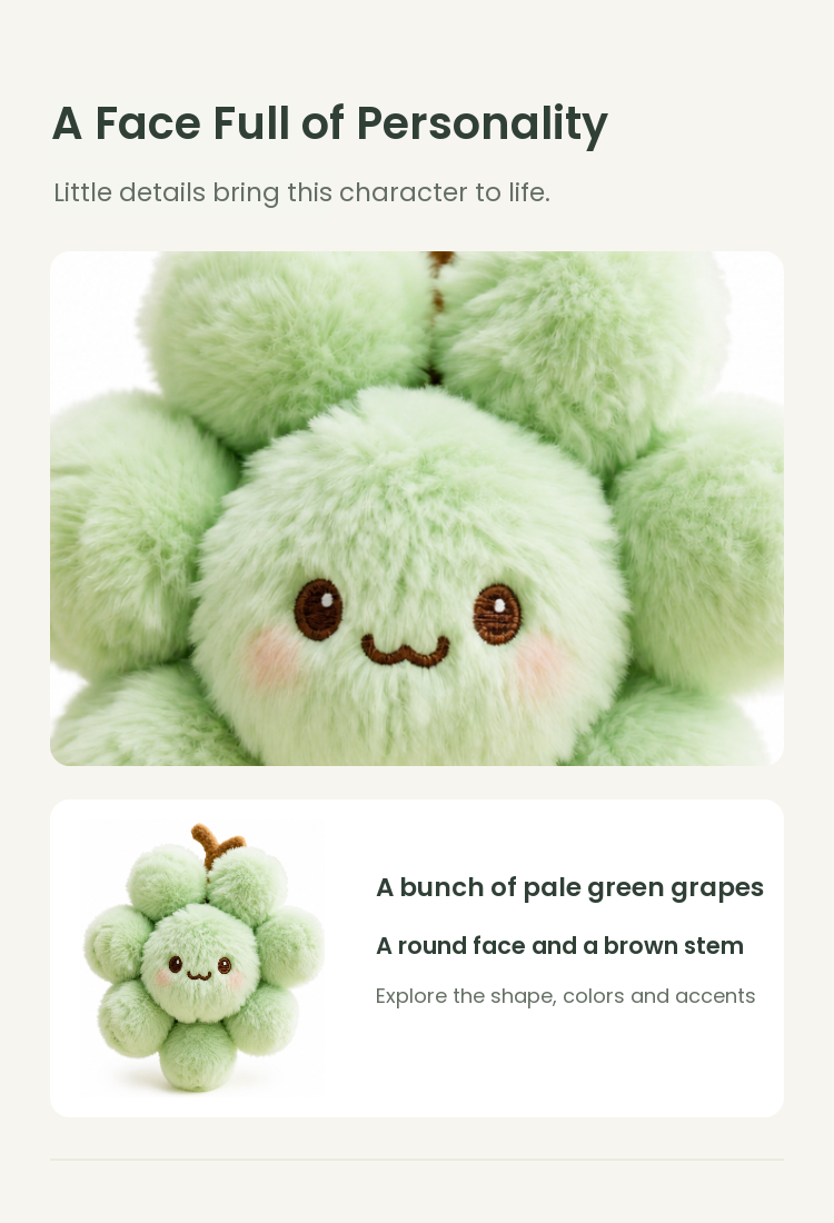 PLUSHIP Green Grape Plush Toy - detail 03