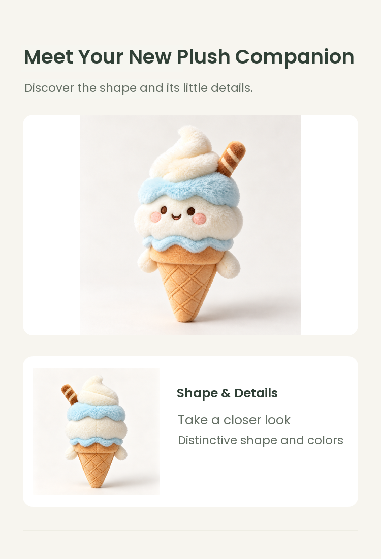 PLUSHIP Ice Cream Cone Plush Toy – Blue - detail 02