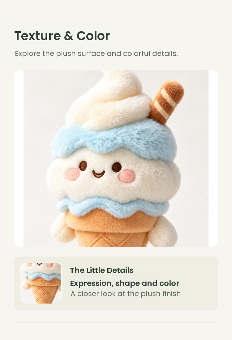 PLUSHIP Ice Cream Cone Plush Toy – Blue - detail 03