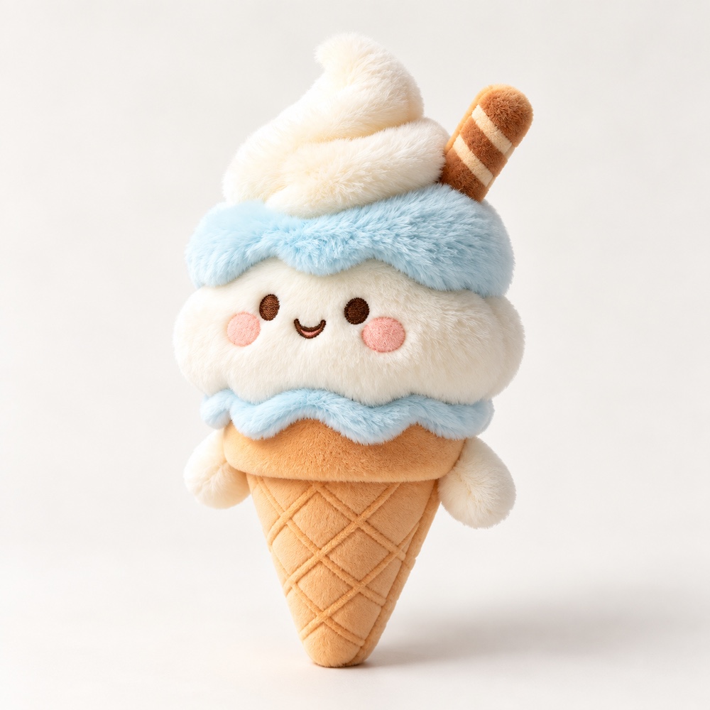 PLUSHIP Ice Cream Cone Plush Toy – Blue - product view 01