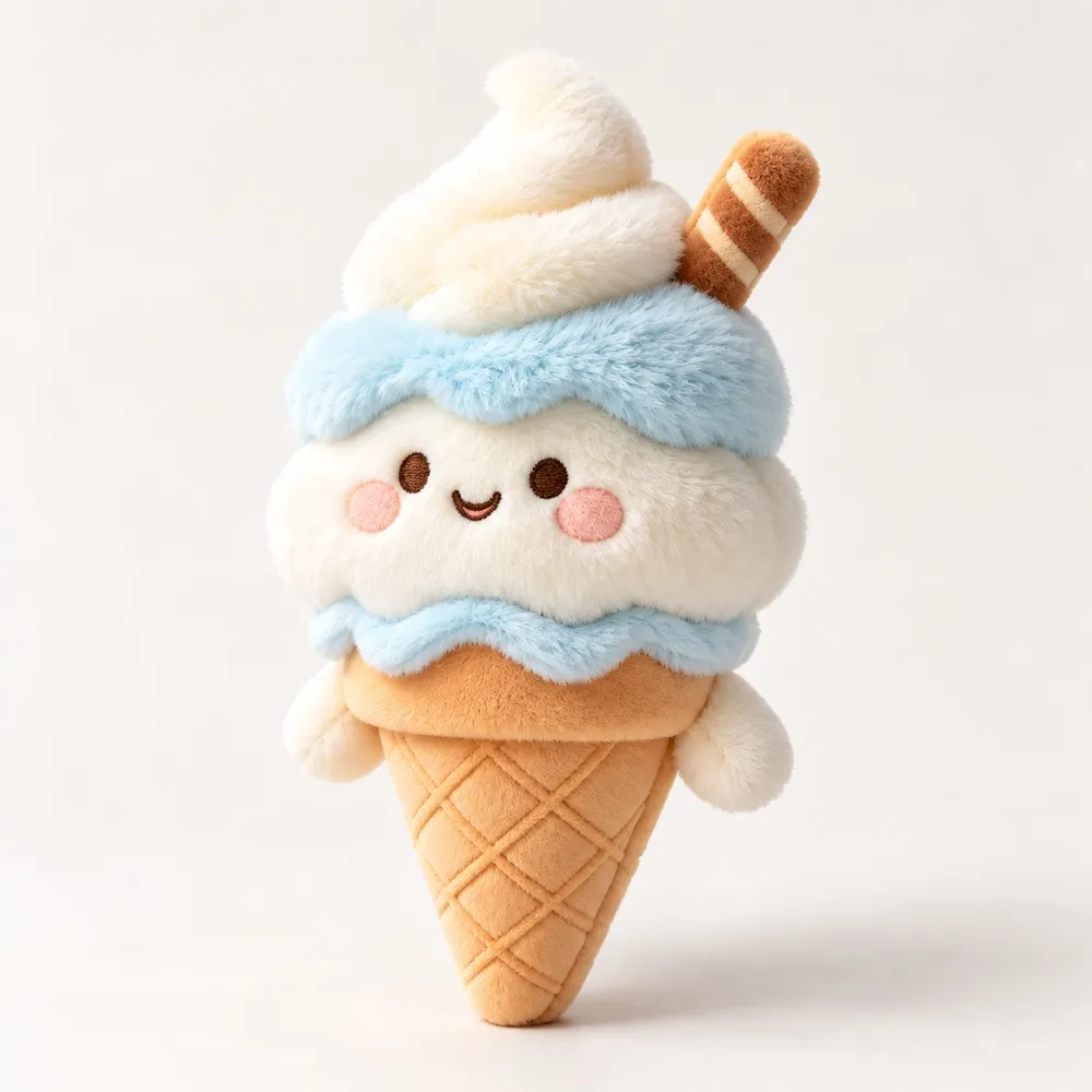 PLUSHIP ice cream cone blue plush character design