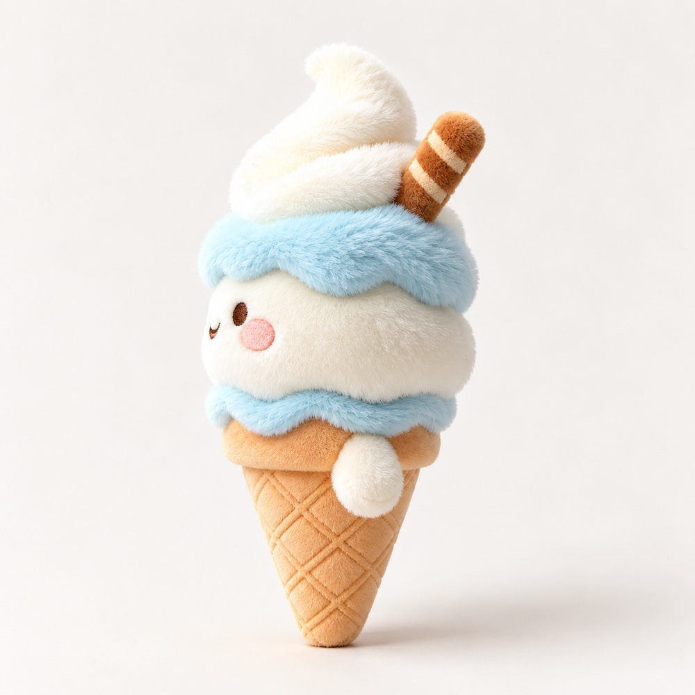 PLUSHIP Ice Cream Cone Plush Toy – Blue - product view 03