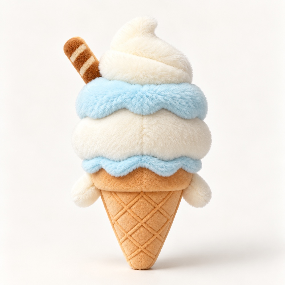 PLUSHIP Ice Cream Cone Plush Toy – Blue - product view 04