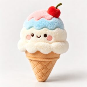PLUSHIP Ice Cream Cone Plush Toy – Layered Scoops - product view 01