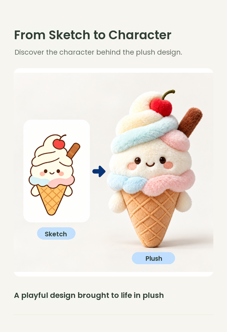 PLUSHIP Ice Cream Cone Plush Toy – Pastel Swirl - detail 04