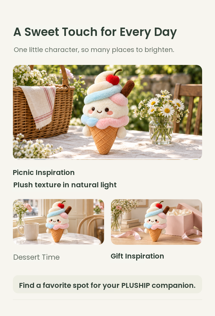 PLUSHIP Ice Cream Cone Plush Toy – Pastel Swirl - detail 05