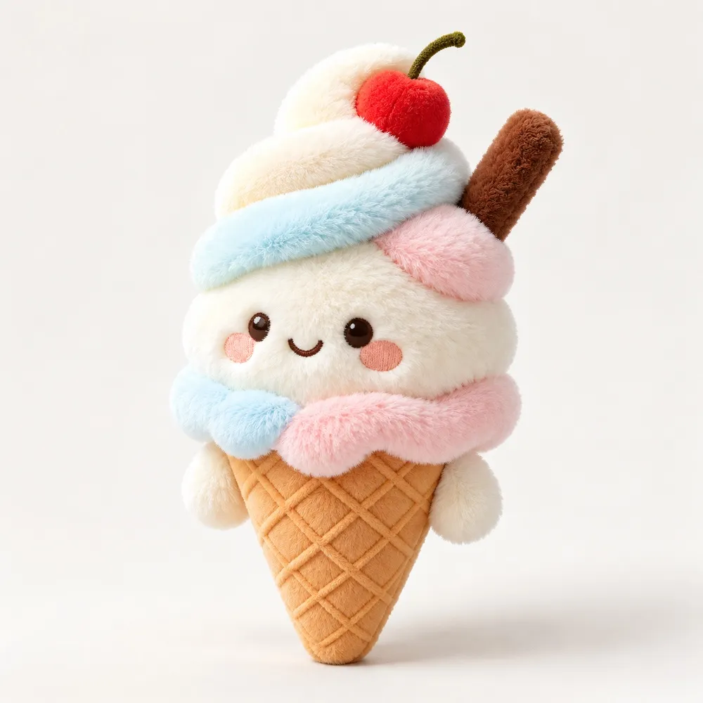 PLUSHIP Ice Cream Cone Plush Toy – Pastel Swirl - product view 01