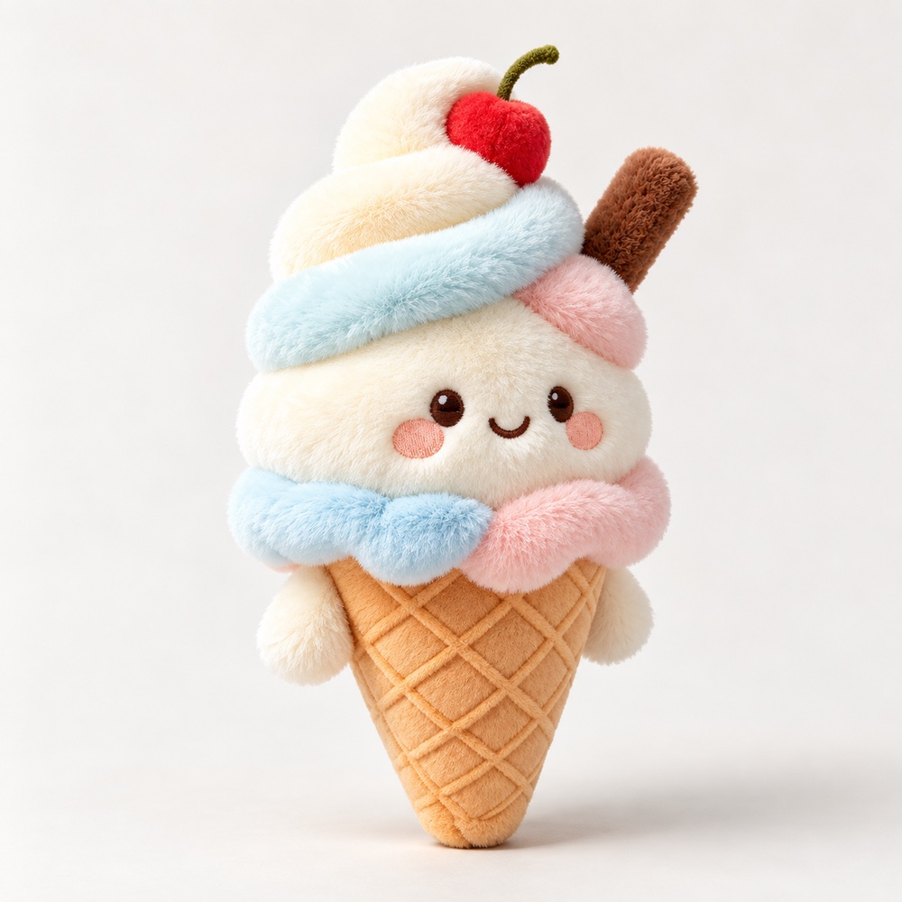 PLUSHIP Ice Cream Cone Plush Toy – Pastel Swirl - product view 02