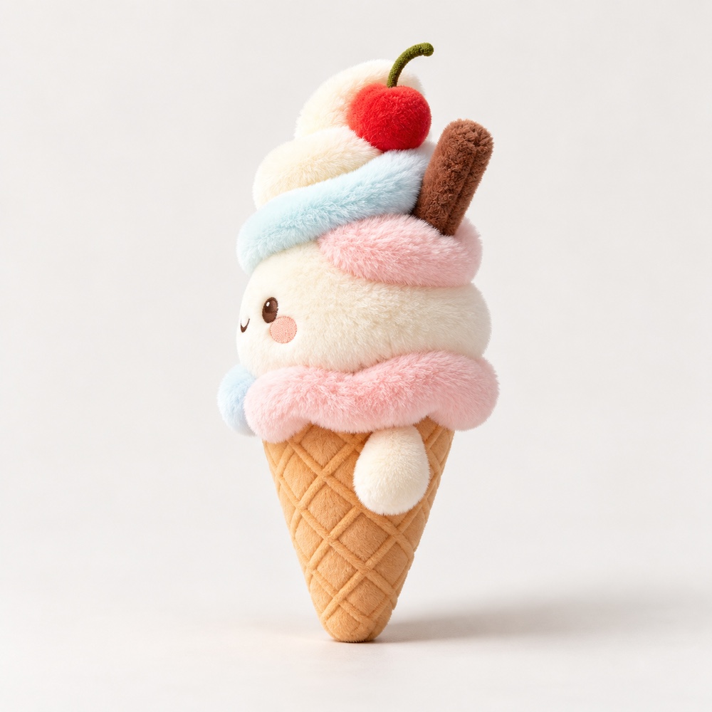 PLUSHIP Ice Cream Cone Plush Toy – Pastel Swirl - product view 03
