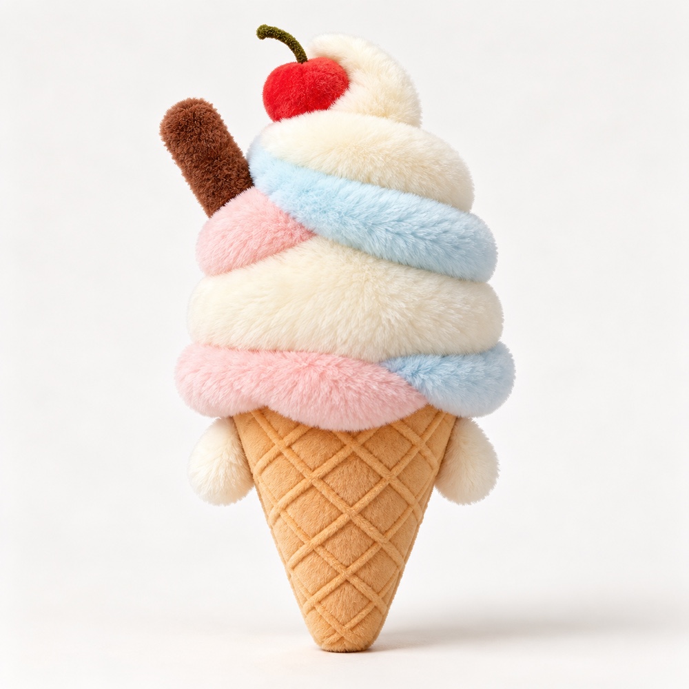 PLUSHIP Ice Cream Cone Plush Toy – Pastel Swirl - product view 04