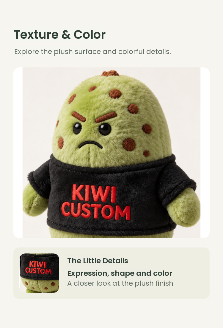 PLUSHIP Kiwi Plush Toy – Spotted & Black T-Shirt - detail 03