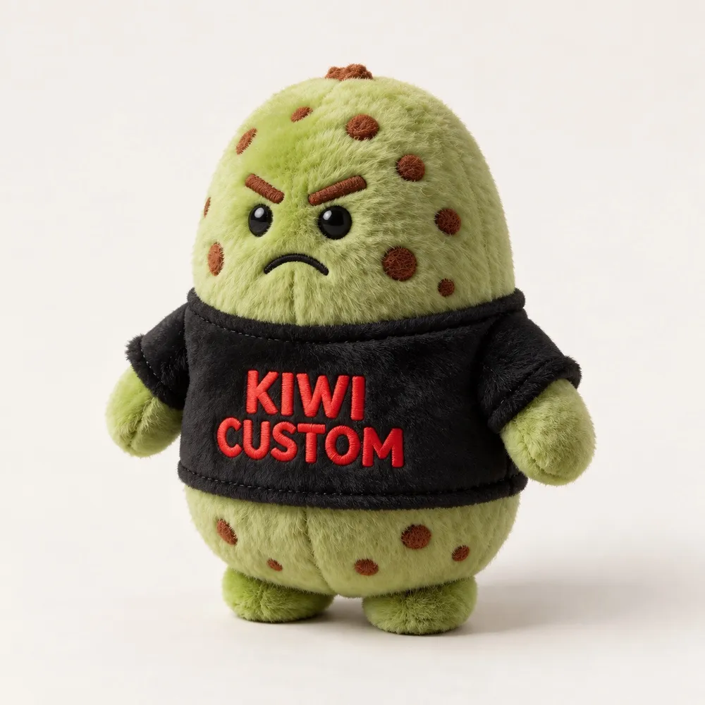 PLUSHIP Kiwi Plush Toy – Spotted & Black T-Shirt — catalogue view