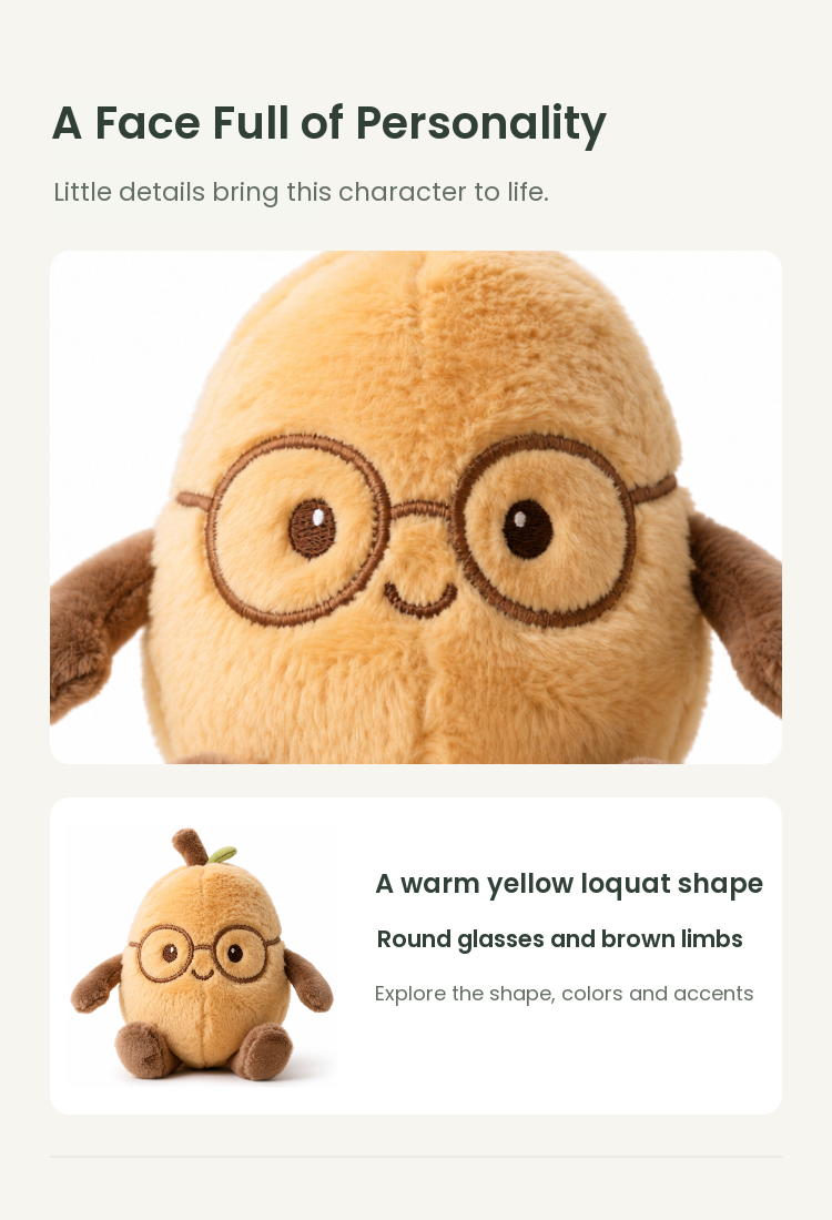 PLUSHIP Loquat Plush Toy – Glasses - detail 03