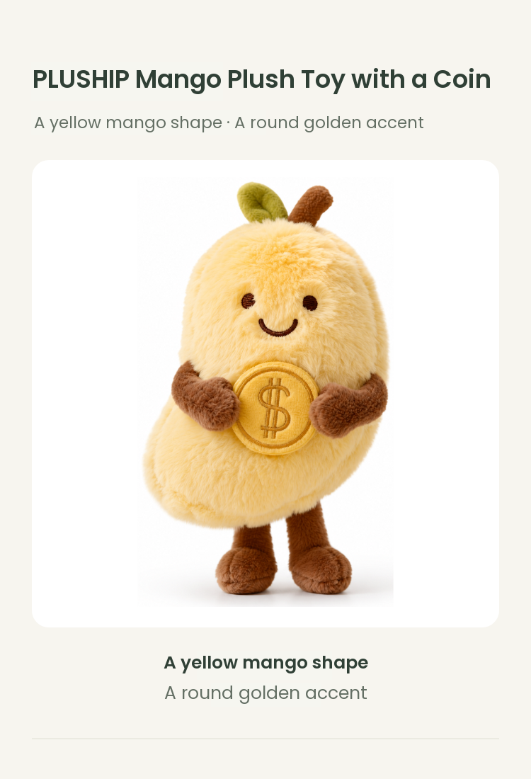 PLUSHIP Mango Plush Toy with a Coin - detail 01