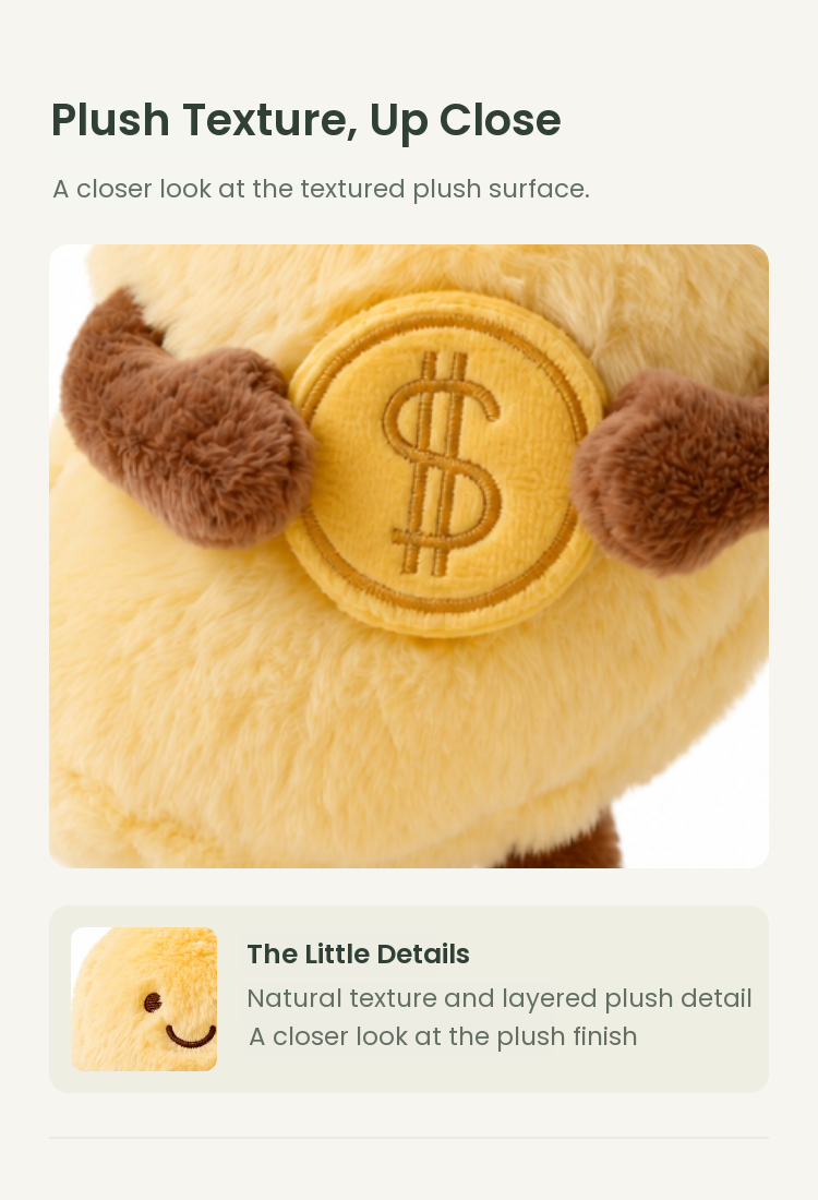 PLUSHIP Mango Plush Toy with a Coin - detail 02