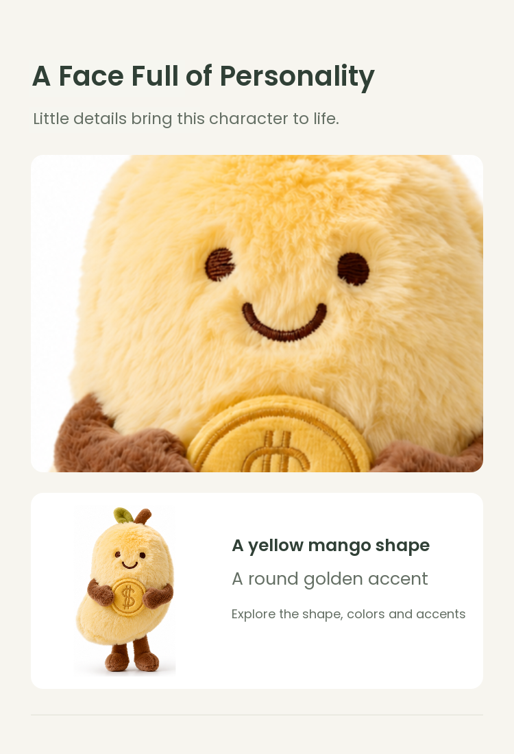 PLUSHIP Mango Plush Toy with a Coin - detail 03