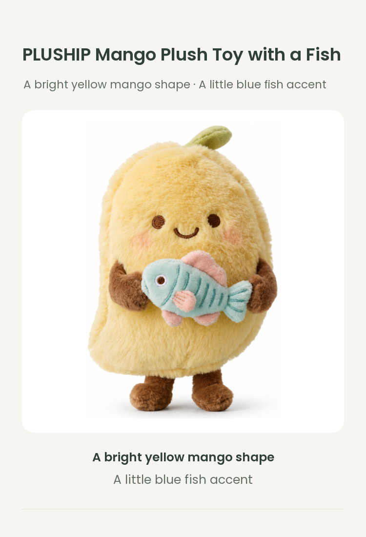 PLUSHIP Mango Plush Toy with a Fish - detail 01