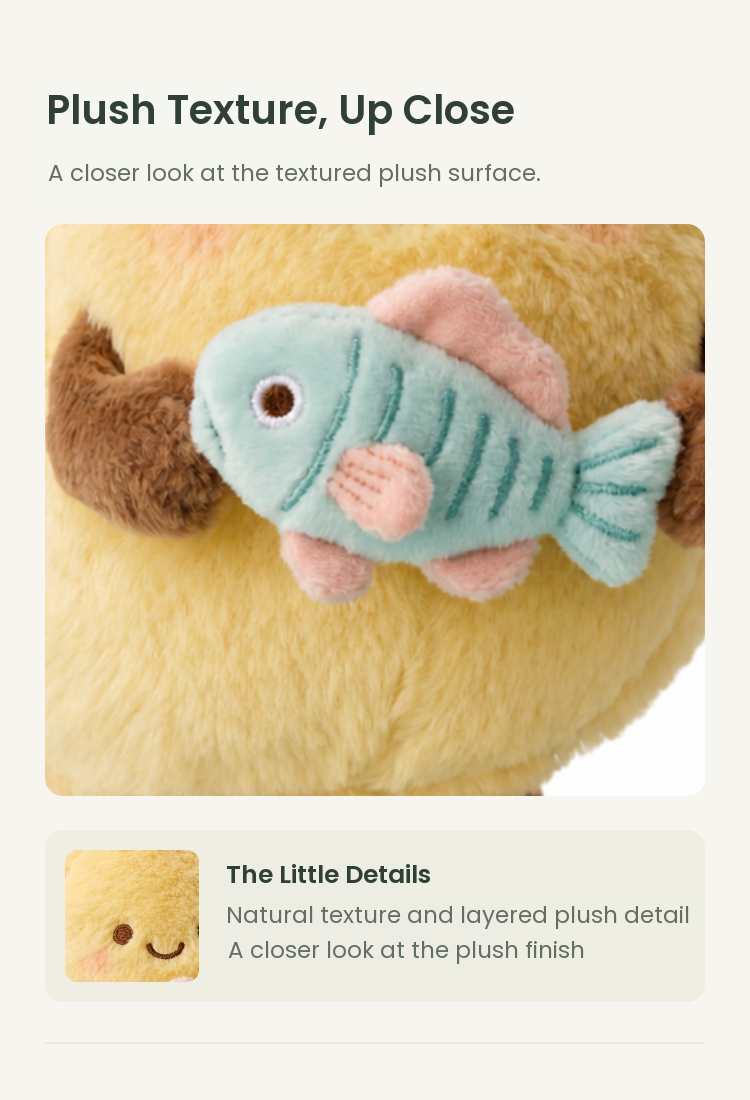 PLUSHIP Mango Plush Toy with a Fish - detail 02