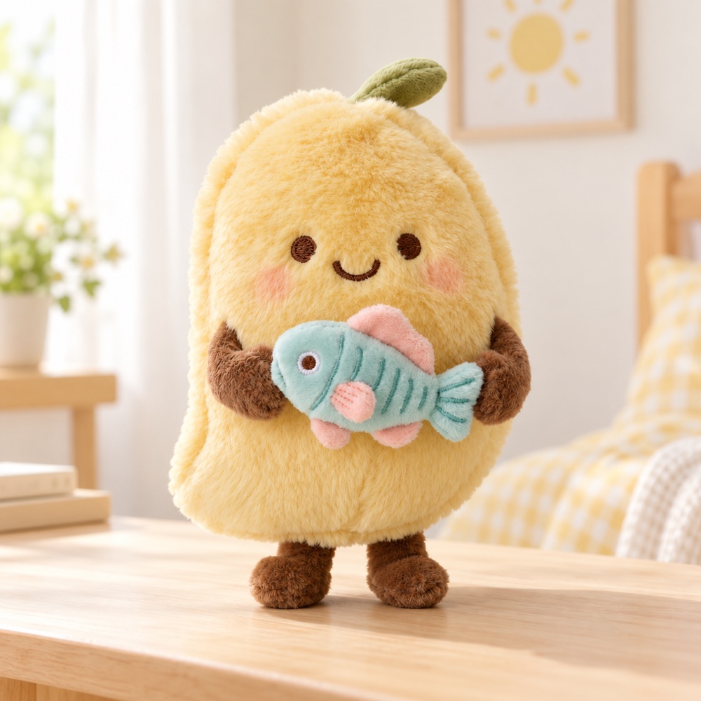 PLUSHIP Mango Plush Toy with a Fish - product view 03