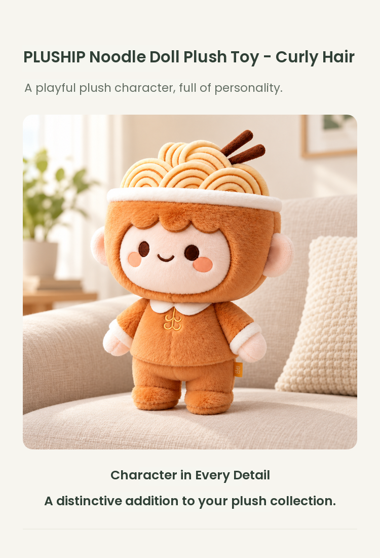 PLUSHIP Noodle Doll Plush Toy – Curly Hair - detail 01