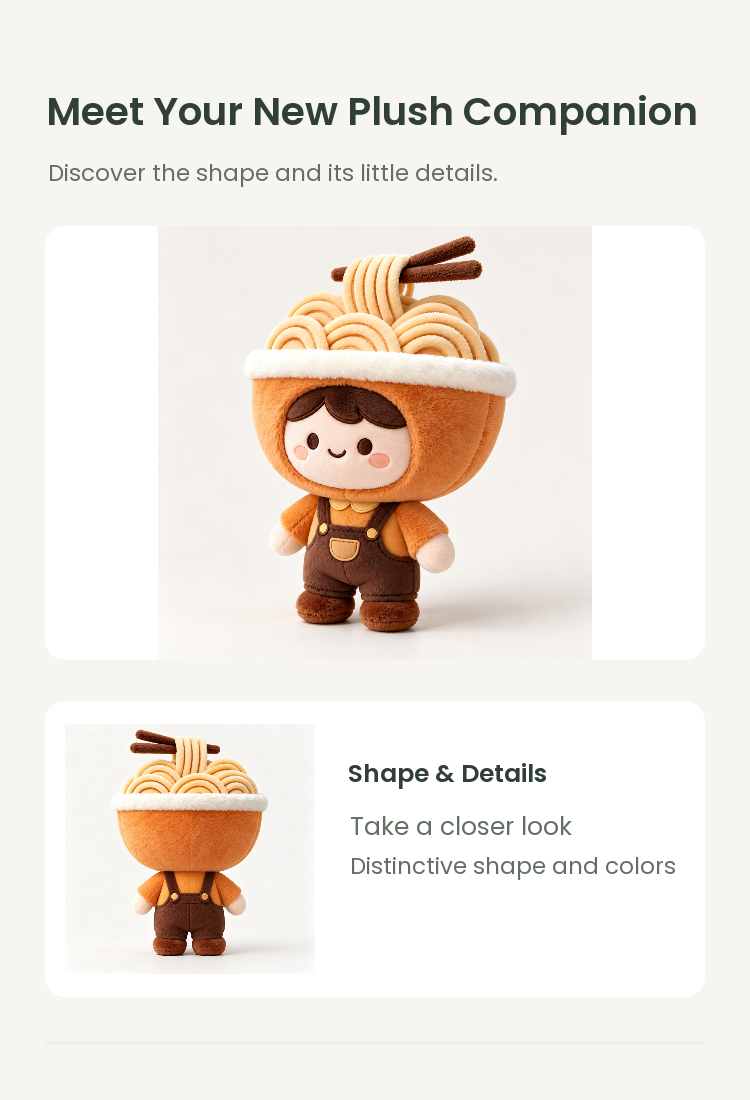 PLUSHIP Noodle Doll Plush Toy – Overalls - detail 02