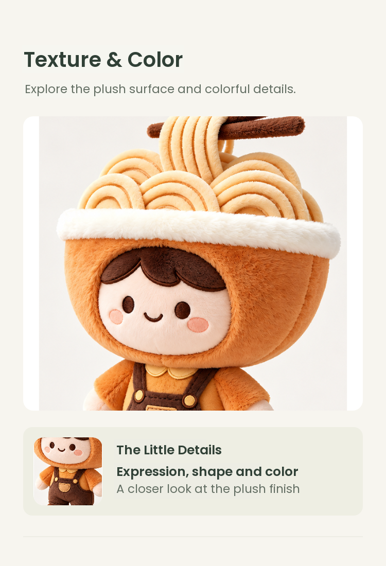 PLUSHIP Noodle Doll Plush Toy – Overalls - detail 03