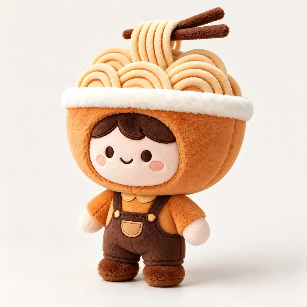 PLUSHIP Noodle Doll Plush Toy – Overalls - product view 01