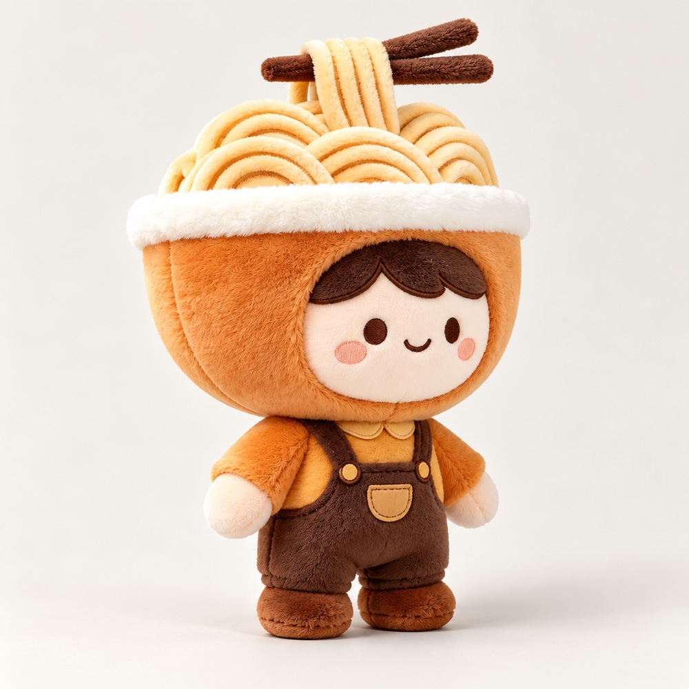 PLUSHIP Noodle Doll Plush Toy – Overalls - product view 02