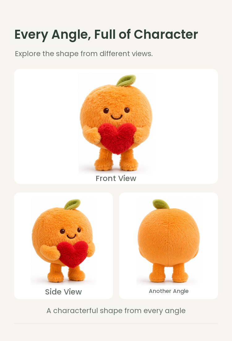 PLUSHIP Orange Plush Toy with a Heart - detail 04