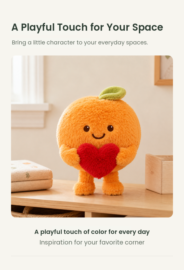 PLUSHIP Orange Plush Toy with a Heart - detail 05