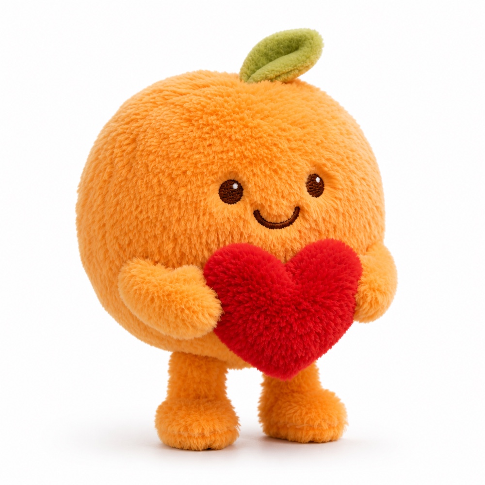 PLUSHIP Orange Plush Toy with a Heart - product view 04