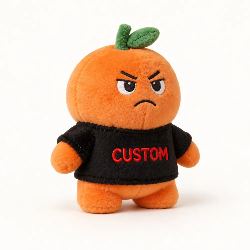 PLUSHIP Orange Plush Toy – Black T-Shirt — catalogue view