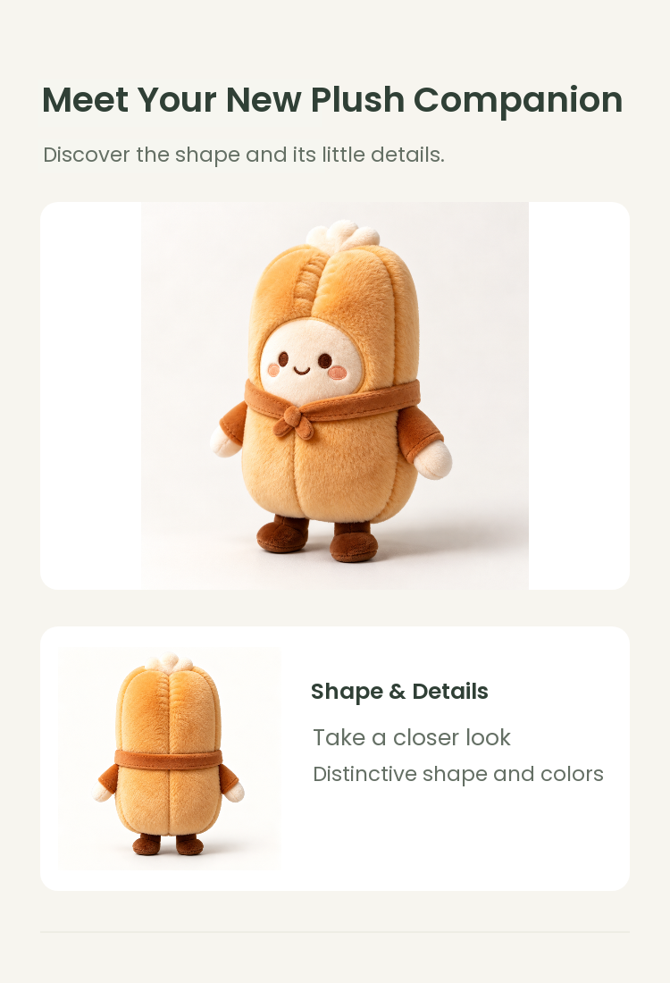 PLUSHIP Pastry Doll Plush Toy – Brown Bow - detail 02