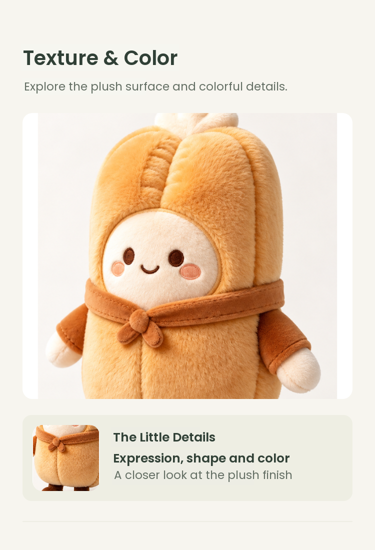 PLUSHIP Pastry Doll Plush Toy – Brown Bow - detail 03