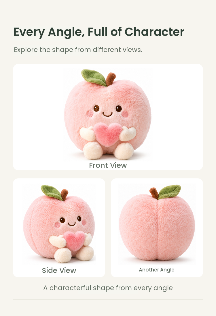 PLUSHIP Peach Plush Toy with a Heart - detail 04