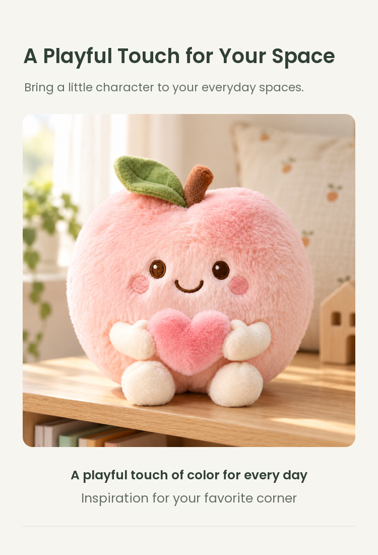 PLUSHIP Peach Plush Toy with a Heart - detail 05
