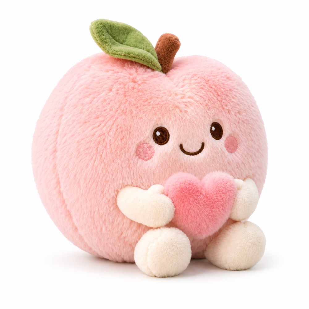 PLUSHIP Peach Plush Toy with a Heart - product view 02