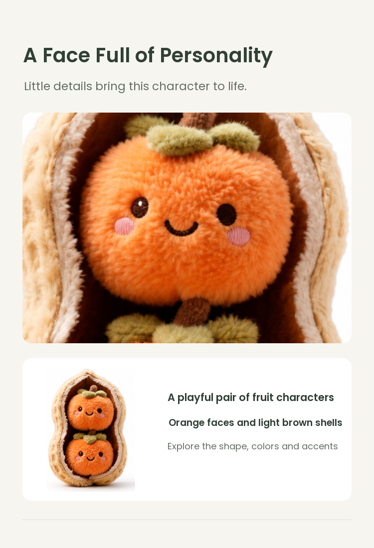 PLUSHIP Persimmon Duo Plush Toy - detail 03