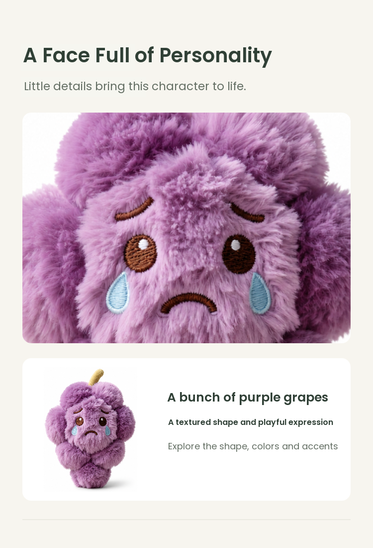 PLUSHIP Purple Grape Plush Toy - detail 03