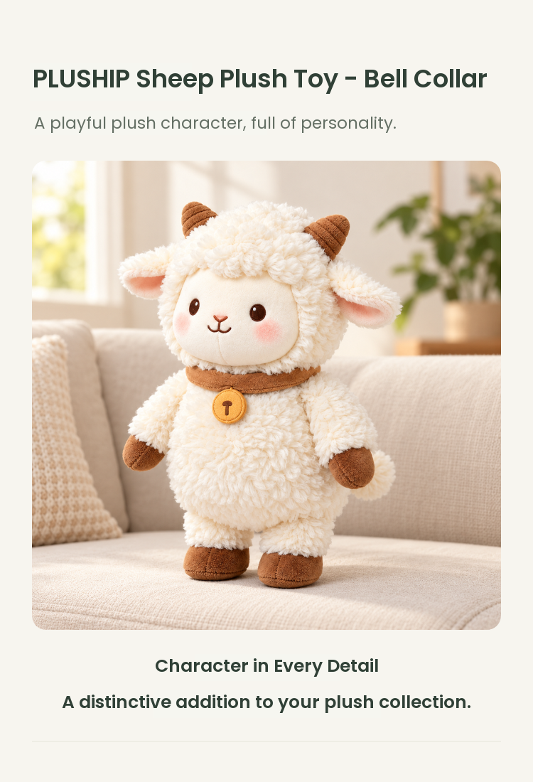 PLUSHIP Sheep Plush Toy – Bell Collar - detail 01