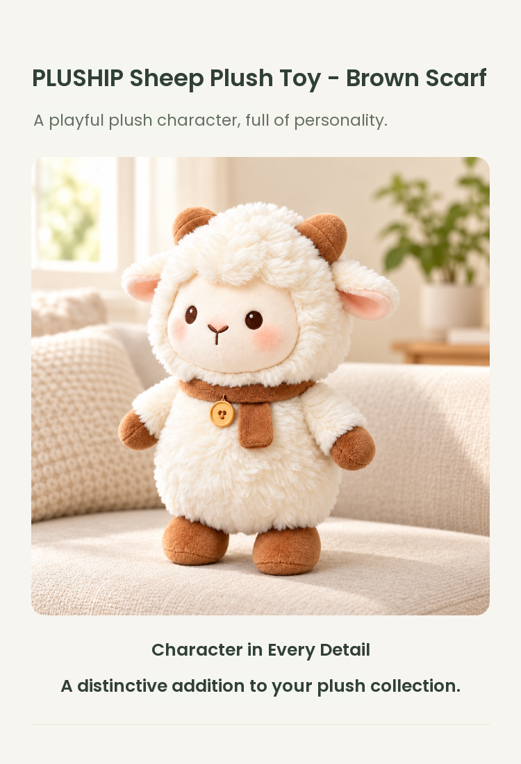 PLUSHIP Sheep Plush Toy – Brown Scarf - detail 01