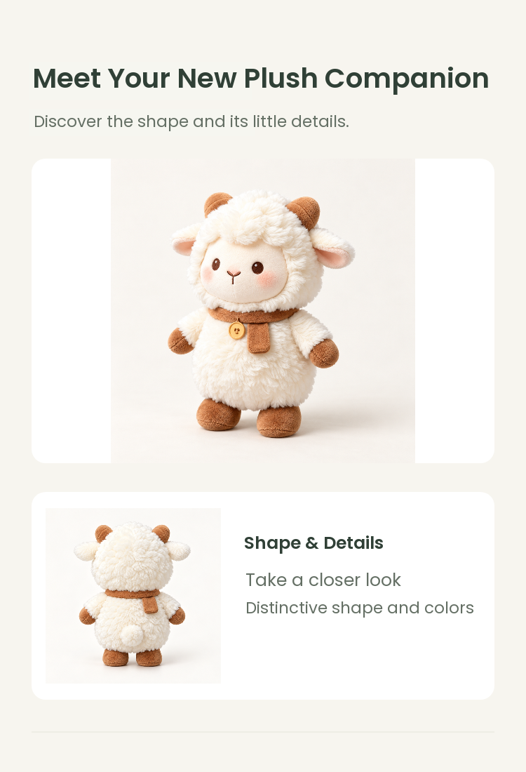 PLUSHIP Sheep Plush Toy – Brown Scarf - detail 02