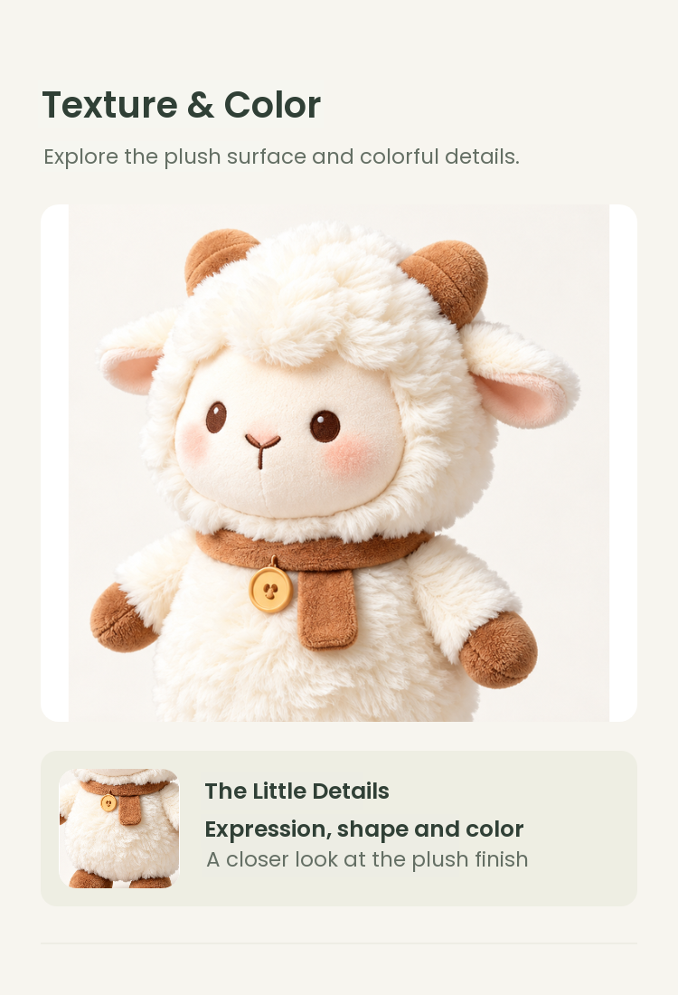 PLUSHIP Sheep Plush Toy – Brown Scarf - detail 03