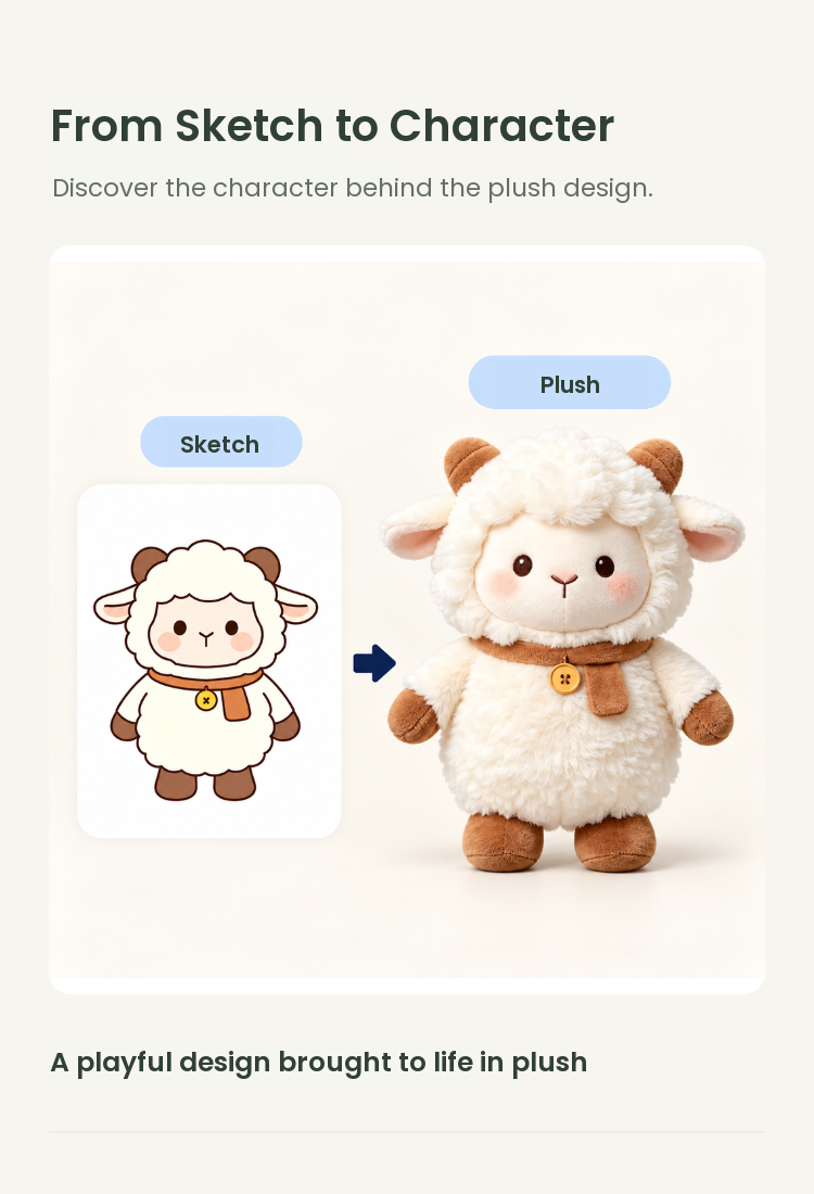 PLUSHIP Sheep Plush Toy – Brown Scarf - detail 04