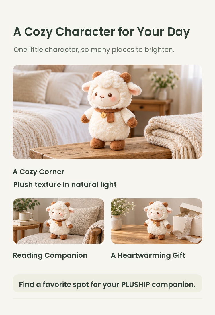 PLUSHIP Sheep Plush Toy – Brown Scarf - detail 05