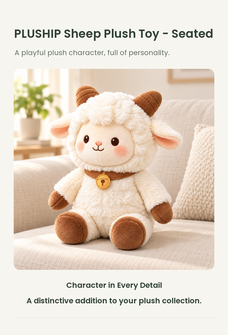 PLUSHIP Sheep Plush Toy – Seated - detail 01