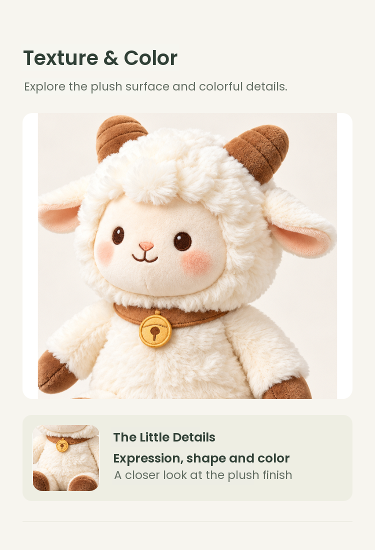 PLUSHIP Sheep Plush Toy – Seated - detail 03